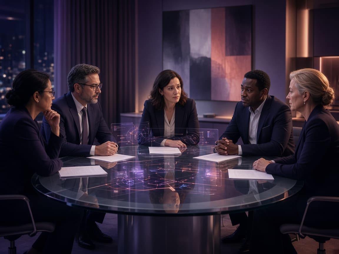 Leaders sharing responsibility at a summit table — Accountability